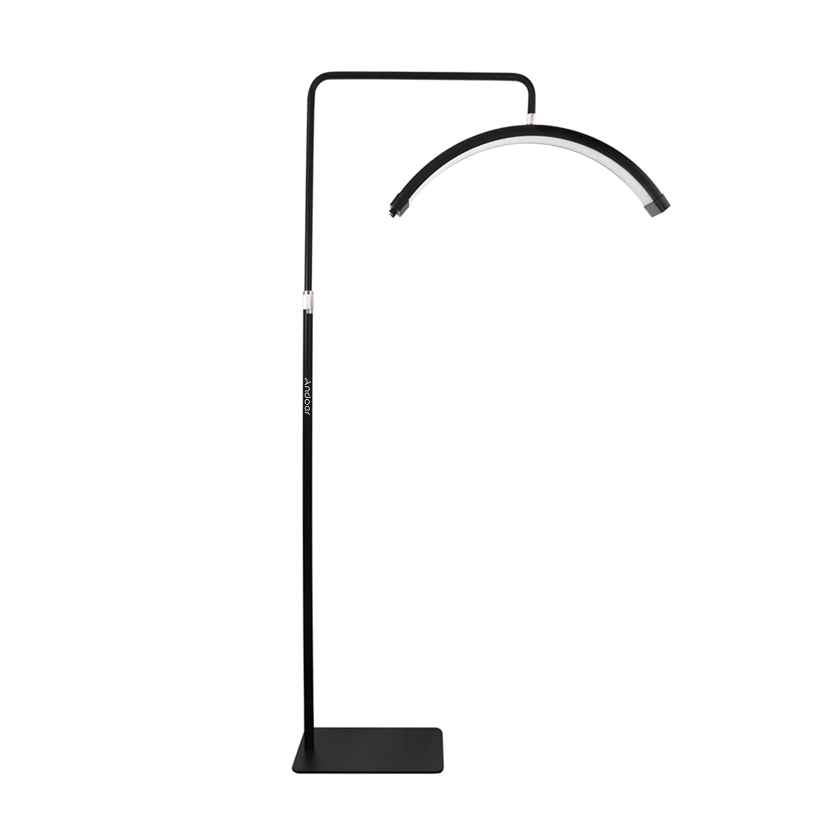 20W Floor LED Video Light Half-moon Shaped Fill Light 3000K-6000K Dimmable with Adjustable Metal Light Stand Phone Holder for Be