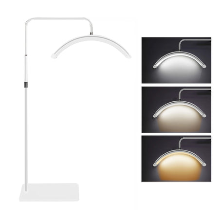 20W Floor LED Video Light Half-moon Shaped Fill Light 3000K-6000K Dimmable with Adjustable Metal Light Stand Phone Holder for Be