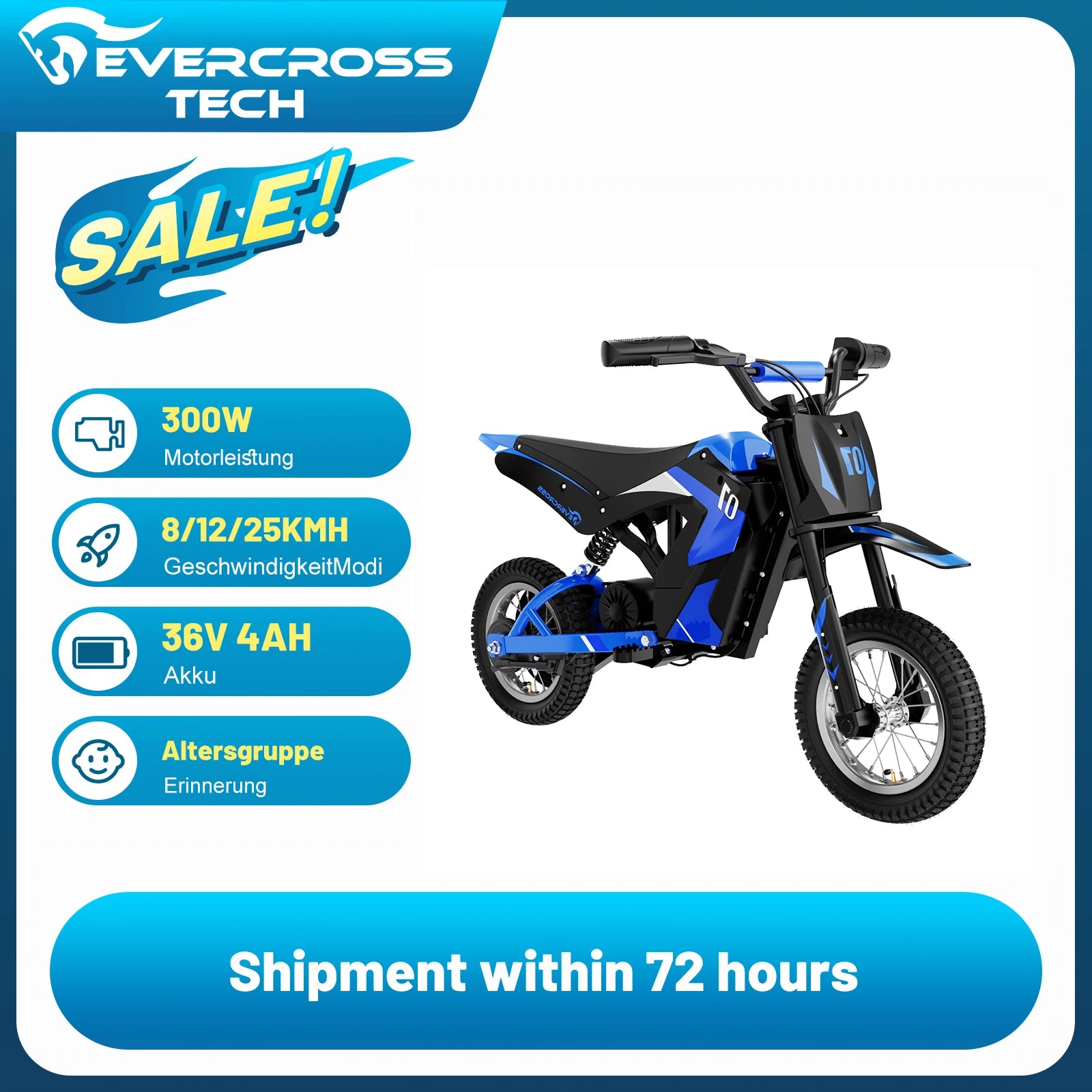 Moto électrique pour enfants EVERCROSS TECH