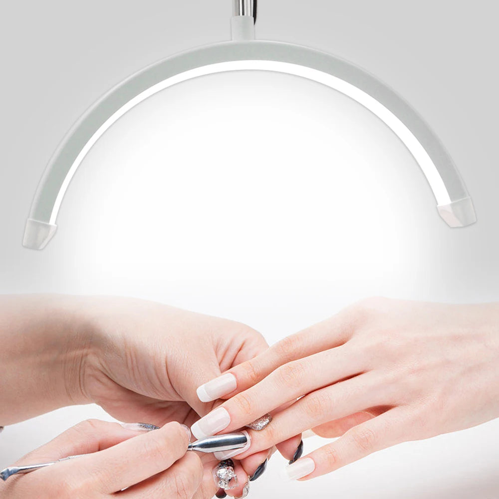 20W Floor LED Video Light Half-moon Shaped Fill Light 3000K-6000K Dimmable with Adjustable Metal Light Stand Phone Holder for Be